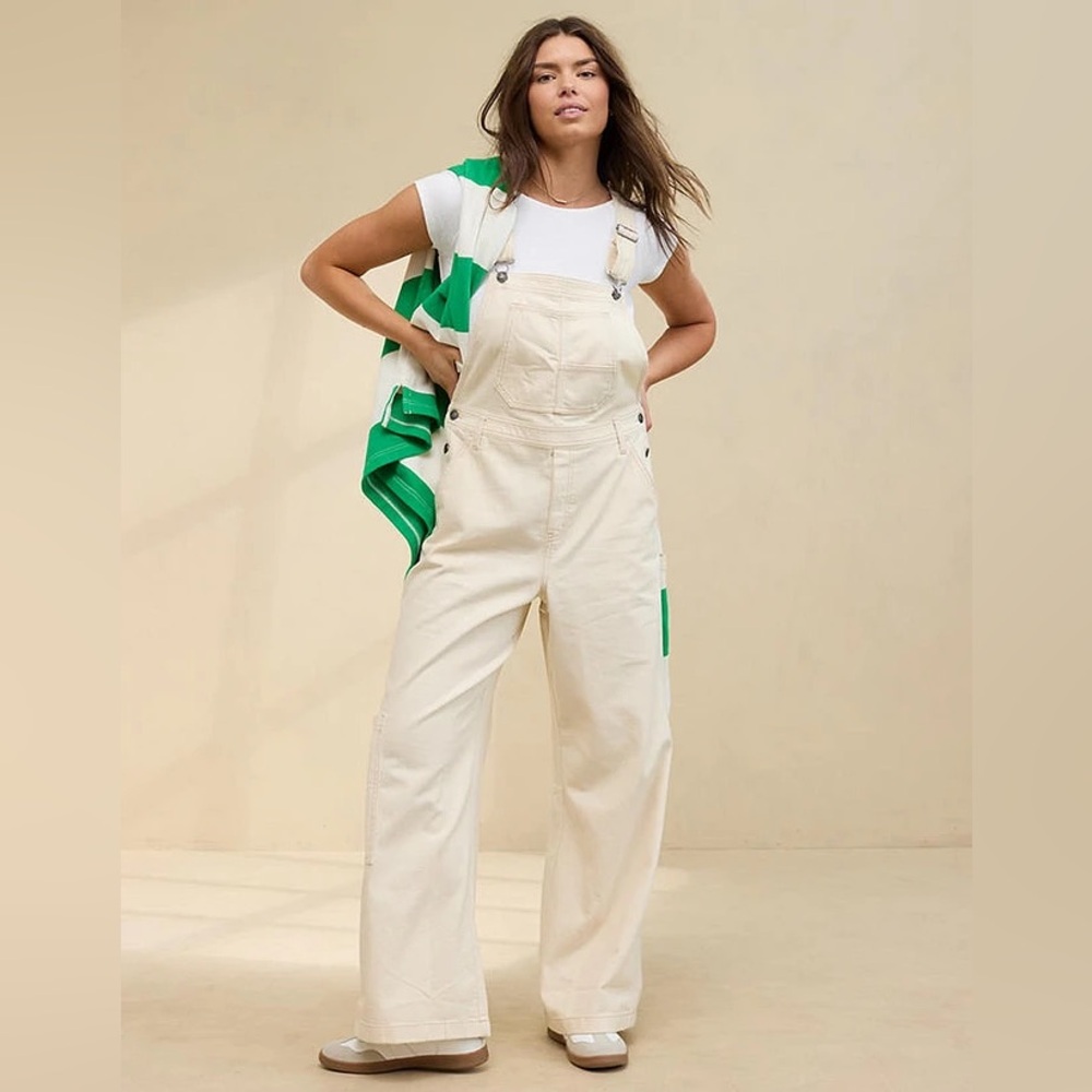 Aerie Women's Cream Jeans Overalls